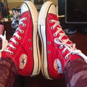 Bright red Converse All Stars